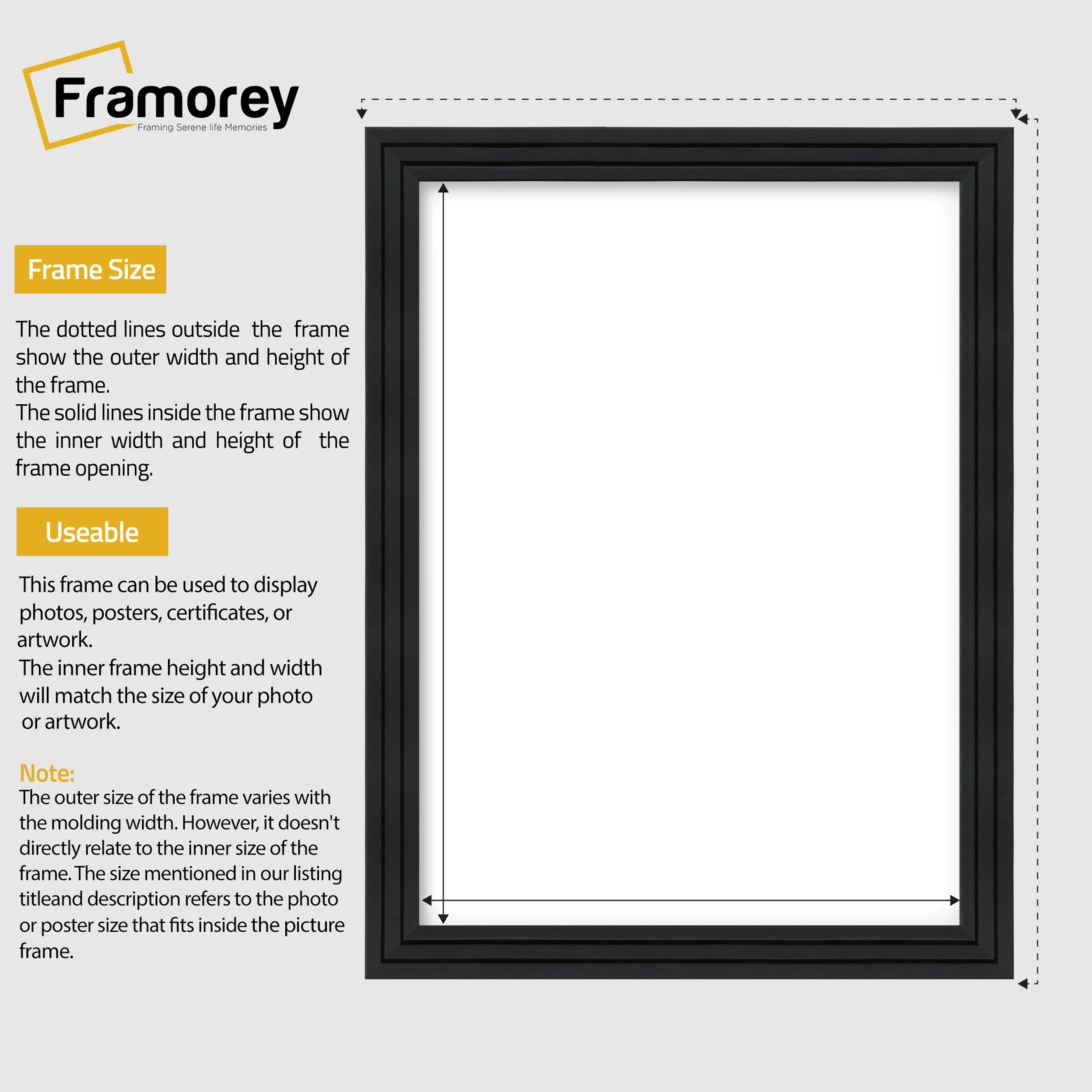 Step Style Black Picture Frame Wall Art Poster Frame