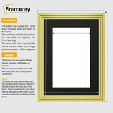 Step Style Gold Picture Frame Wall Art Poster Frame With Black Mount