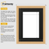 Oak With Black Mount picture frame size guide line diagram showing outer picture frame dimensions and inner opening dimensions,  plus brief usage notes