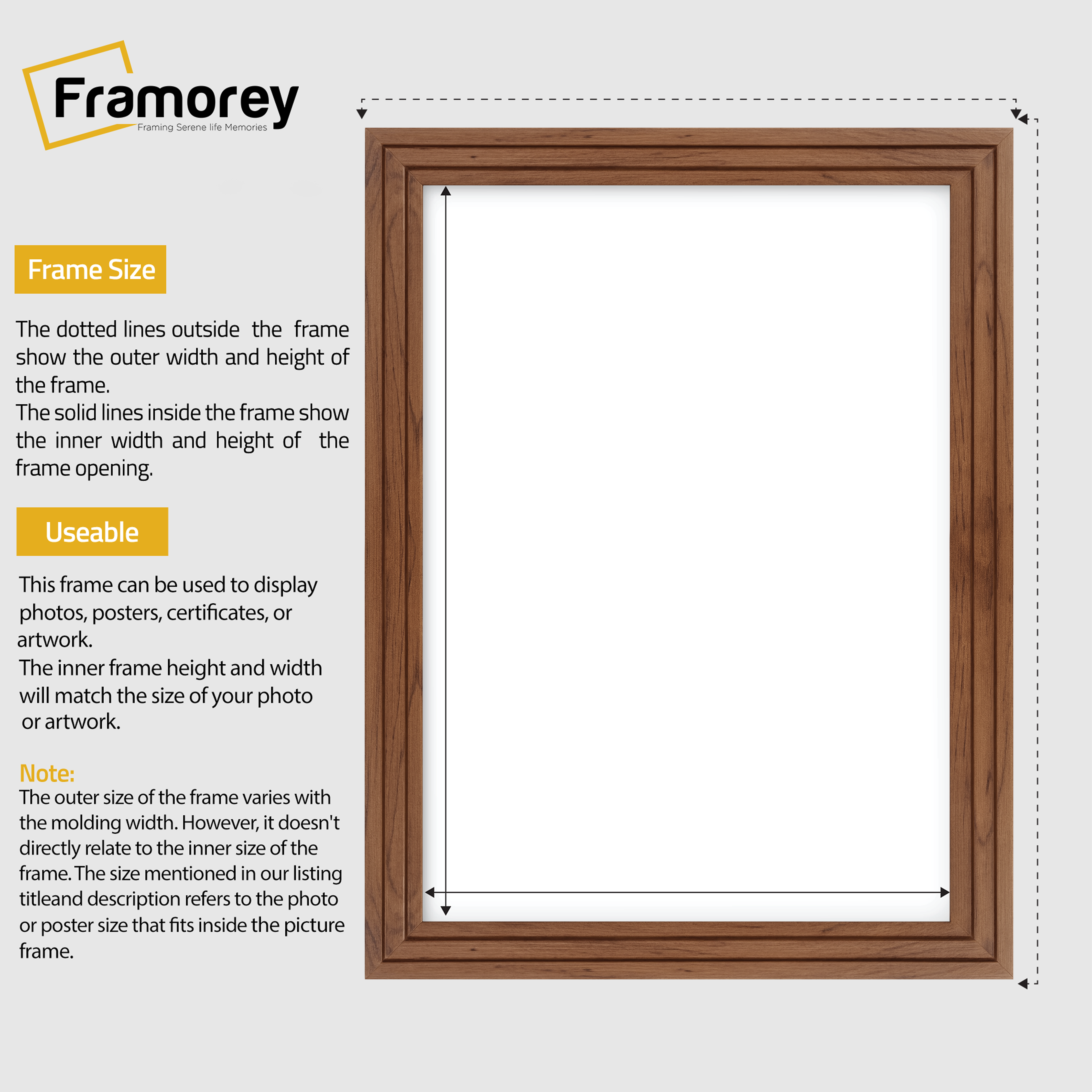 Step Style Walnut Picture Frame Wall Art Poster Frame