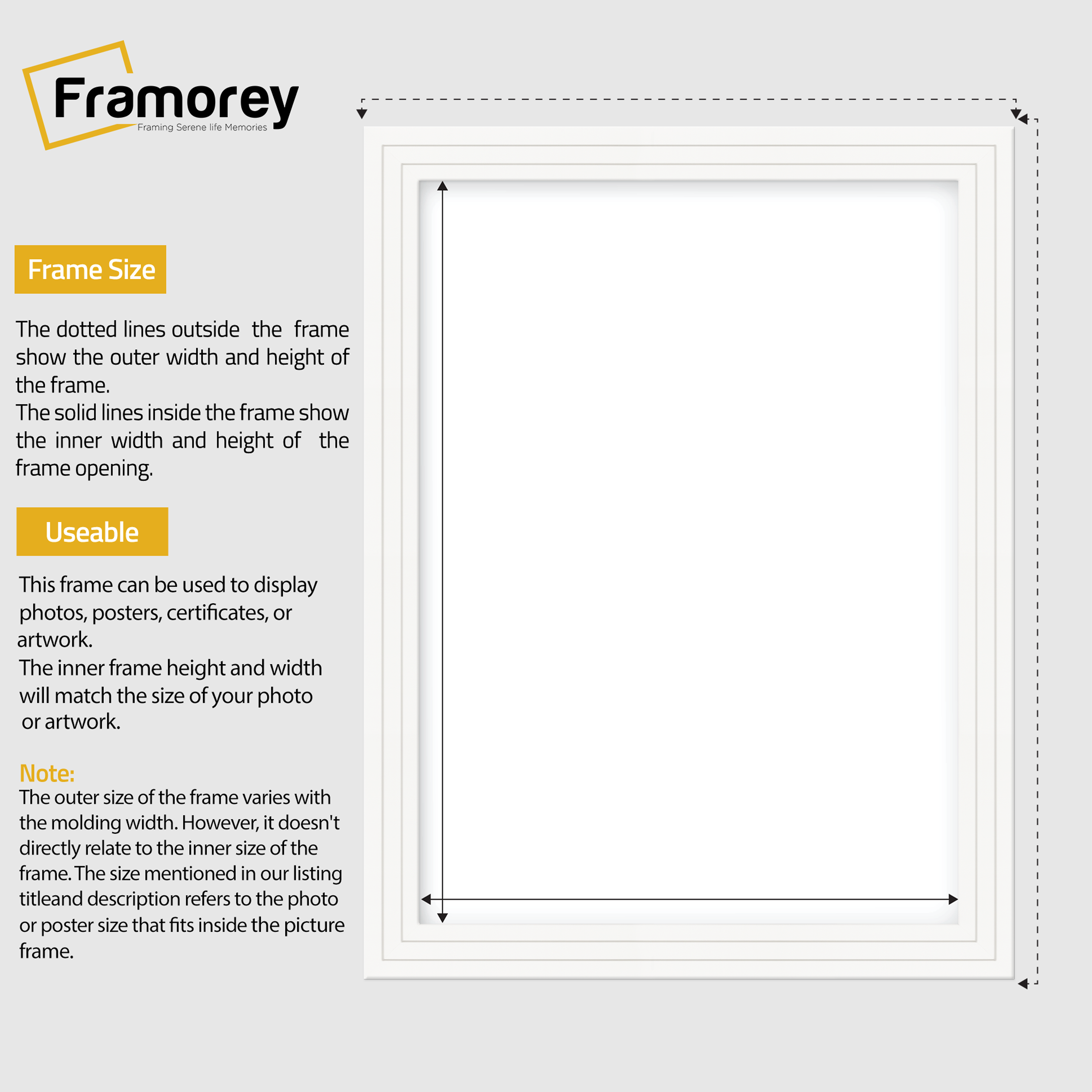 Step Style White Picture Frame Wall Art Poster Frame