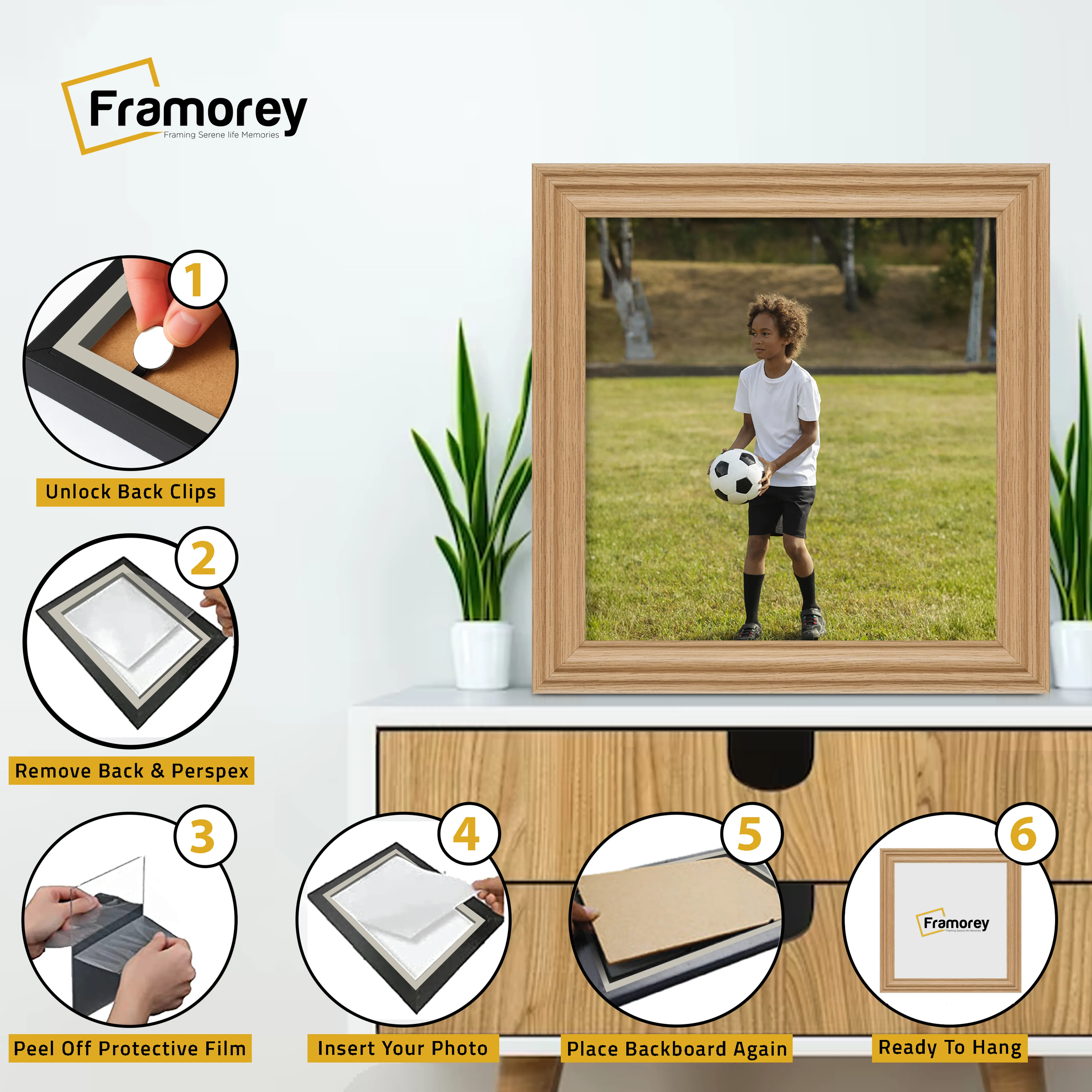 Swept Style Square Size Oak Picture Frame Wall Decor Photo Frame