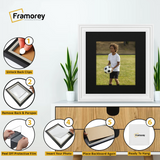 Swept Style Square White Picture Frame Wall Decor Photo Frame With Black  Mount