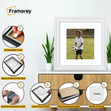 Swept Style Square White Picture Frame With White Mount