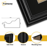 Swept Style Panoramic Black Picture Frame With Black Mount Photo Frame