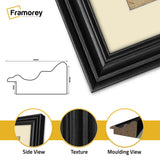 Swept Style Panoramic Black Picture Frame Photo Frame With Ivory Mount