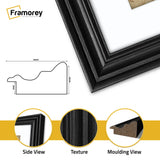 Swept Style Square Black Picture Frame white Mount