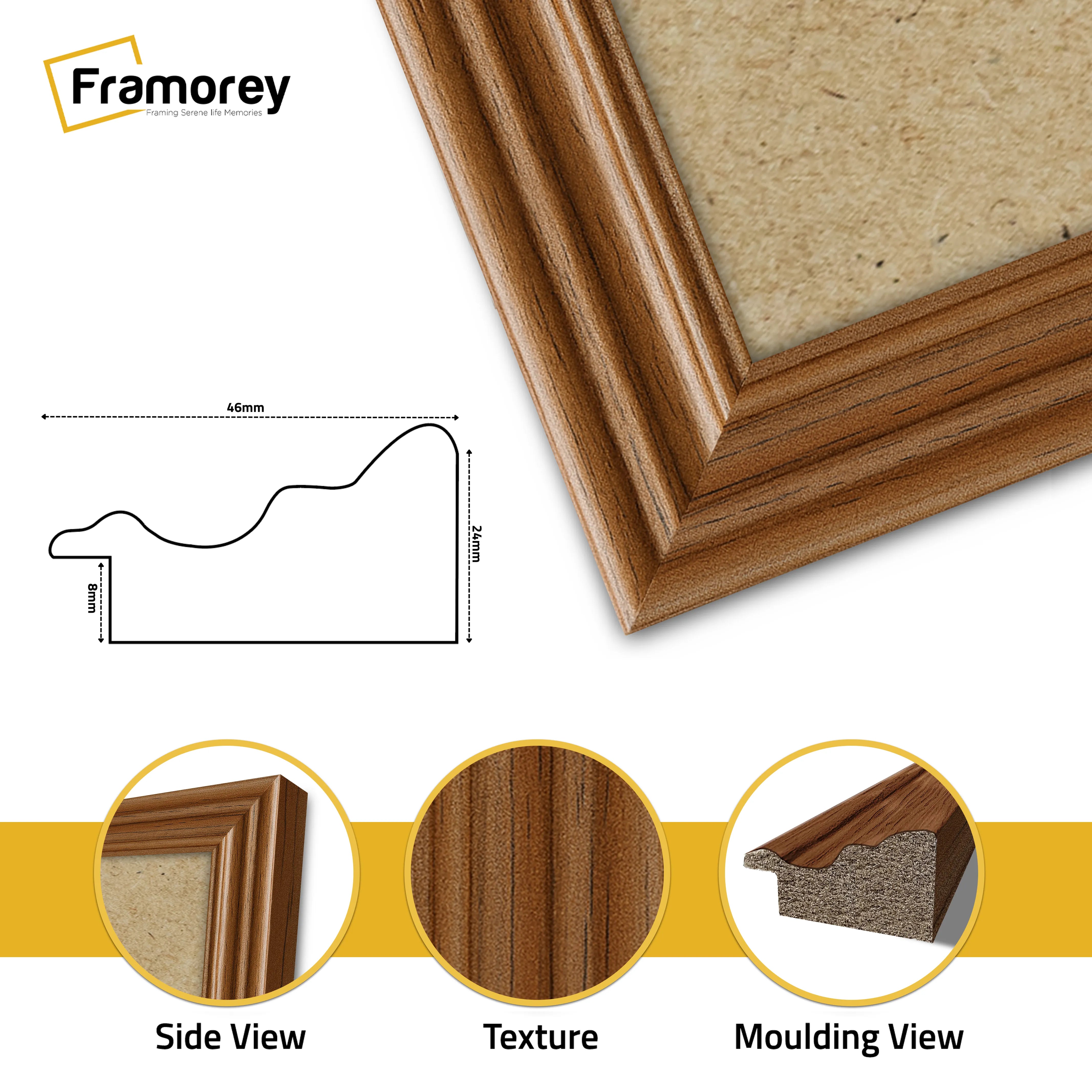 Swept Style Walnut Picture Frame Wall Décor Photo Frame