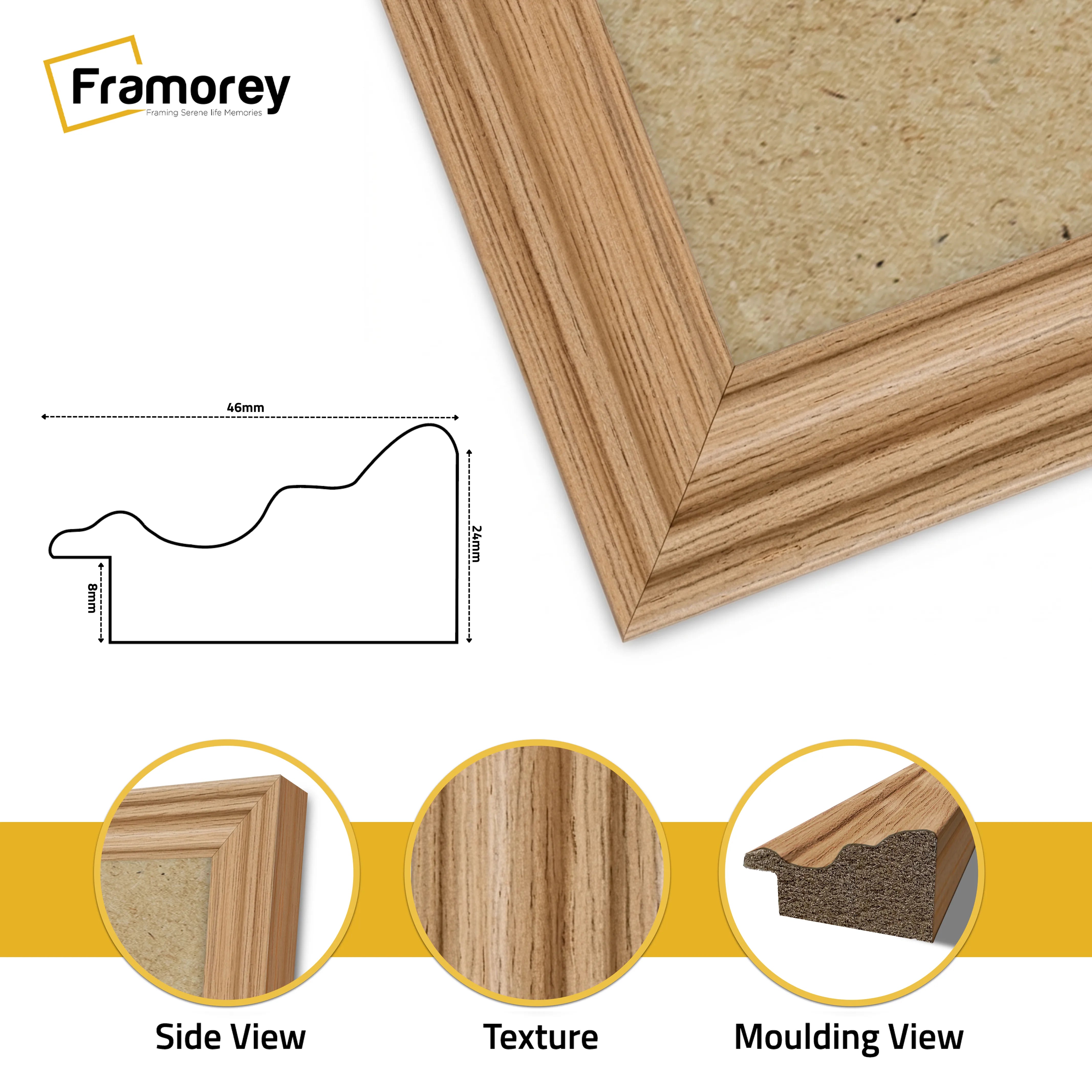 Swept Style Oak Picture Frame Wall Décor Photo Frame