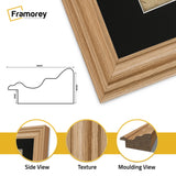 Swept Style Oak Picture Frame Wall Décor Photo Frame With Black Mount