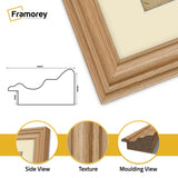 Swept Style Panoramic Oak Picture Frame Wall Frame With Ivory Mount
