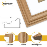Swept Style Panoramic Oak Picture Frame Wall Décor Photo Frame With White Mount