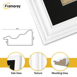 Swept Style Panoramic White Picture Frame Wall Décor Photo Frame With Black Mount