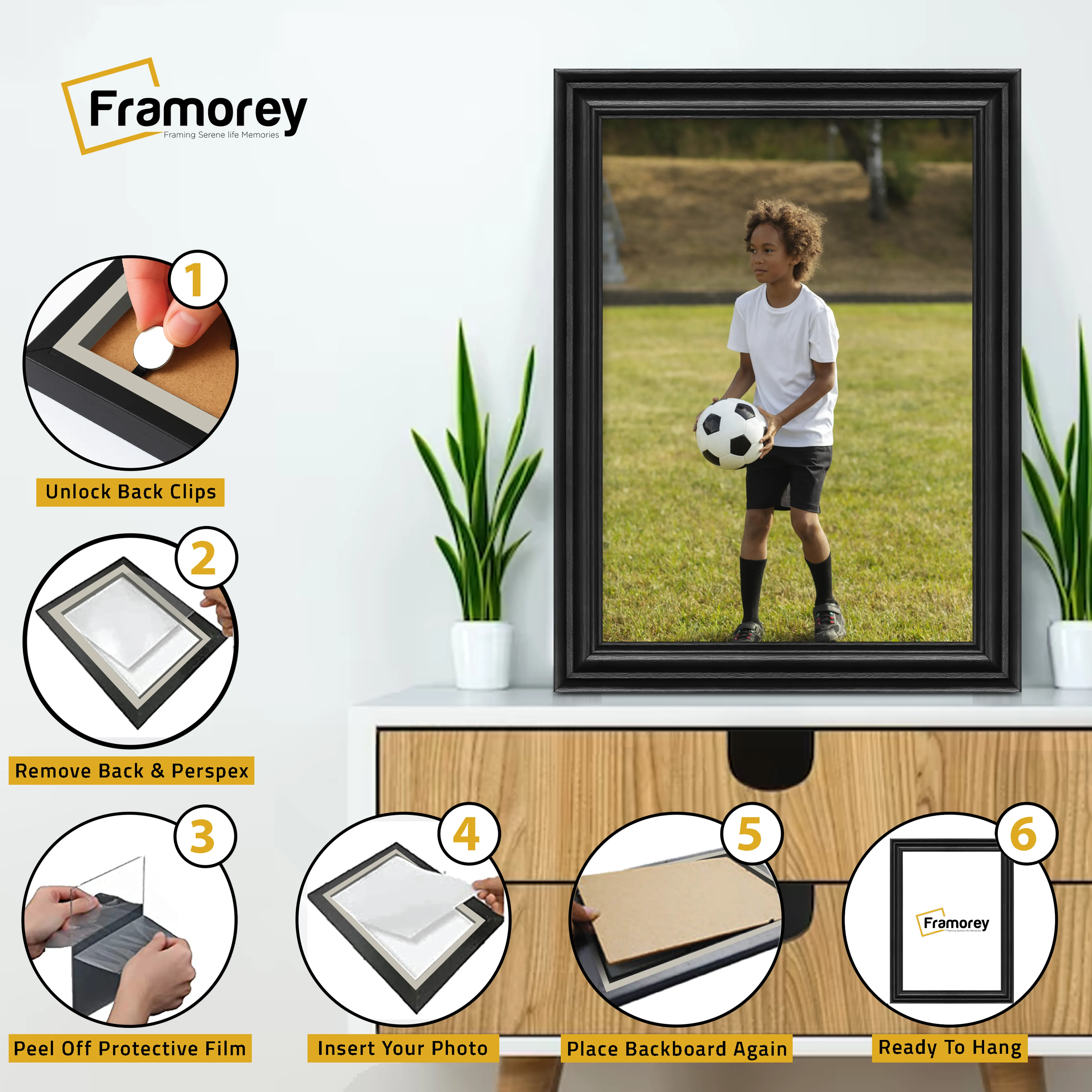 Swept Style Black Picture Frame Wall Décor Photo Frame