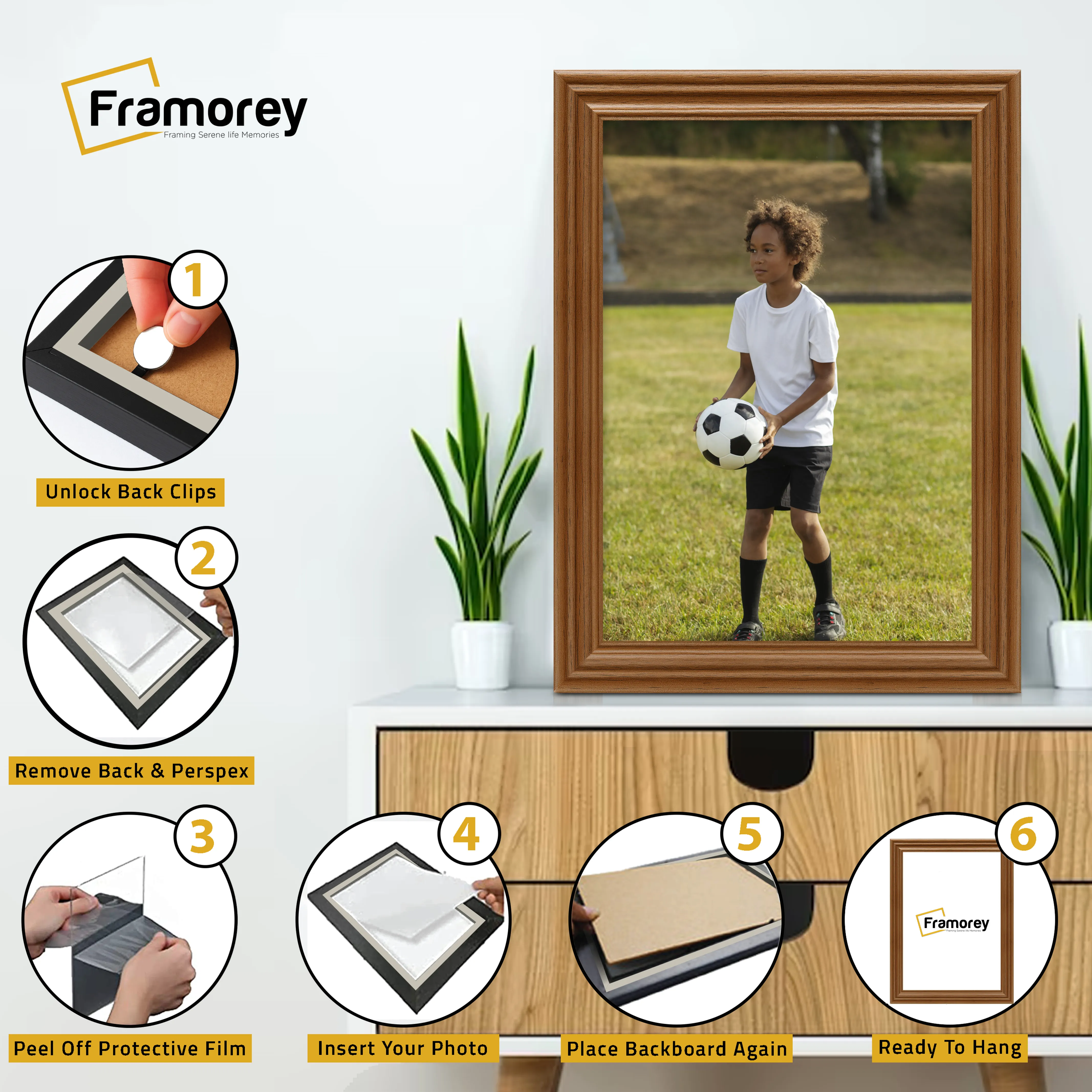 Swept Style Walnut Picture Frame Wall Décor Photo Frame