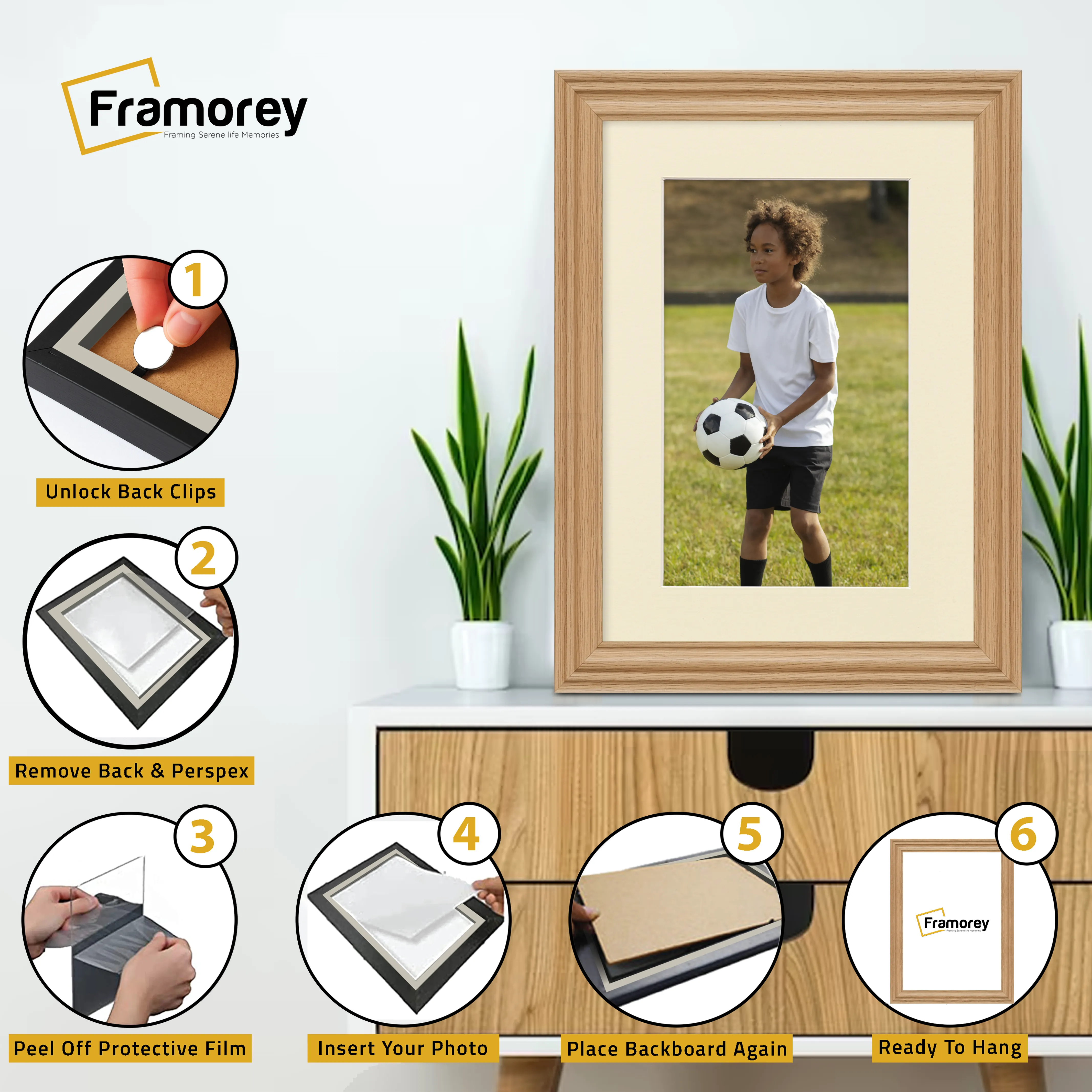 Swept Style Oak Picture Frame Wall Décor Photo Frame With Ivory Mount
