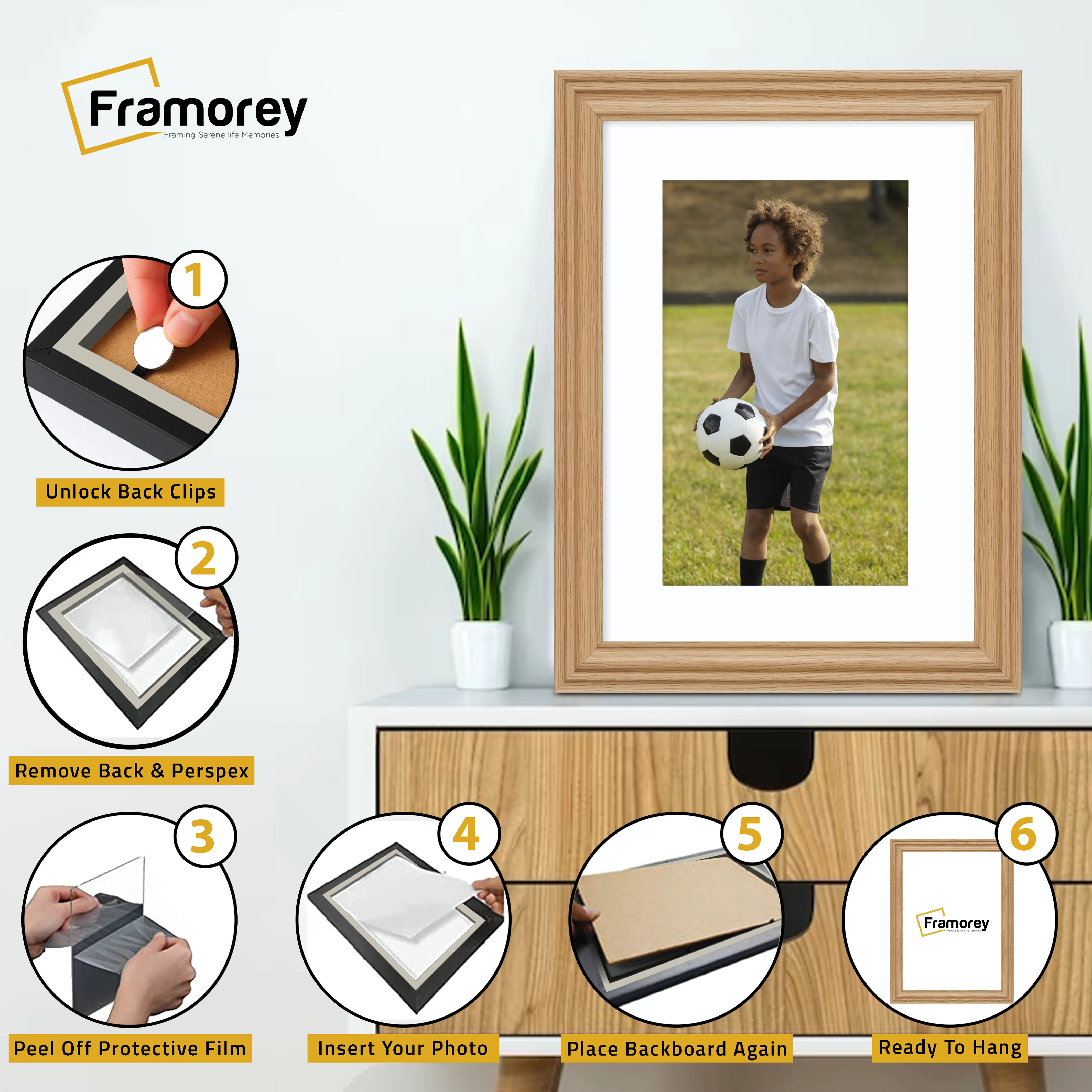 Swept Style Oak Picture Frame Wall Décor Photo Frame With White Mount