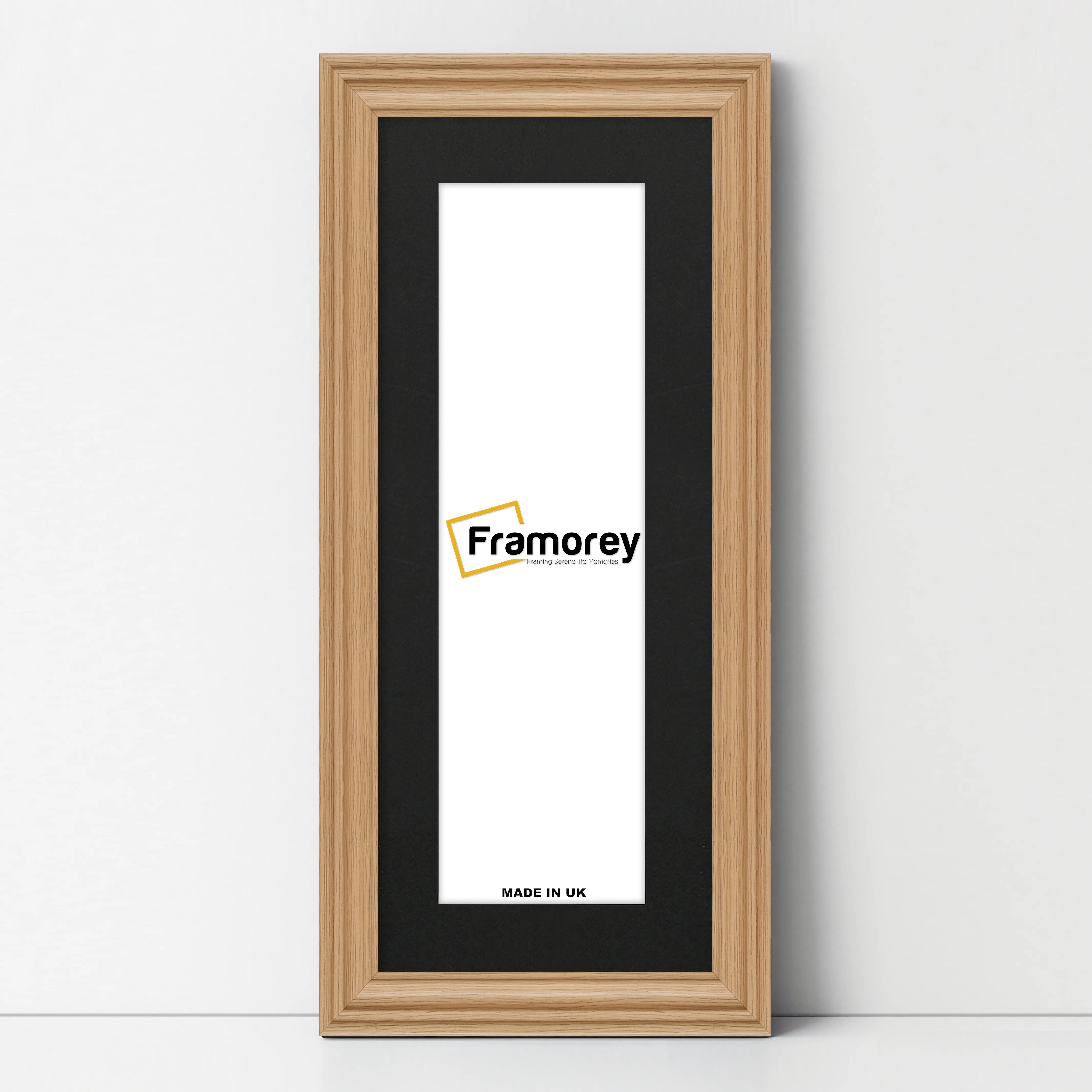 Swept Style Panoramic Oak Picture Frame Wall Décor Photo Frame With Black Mount