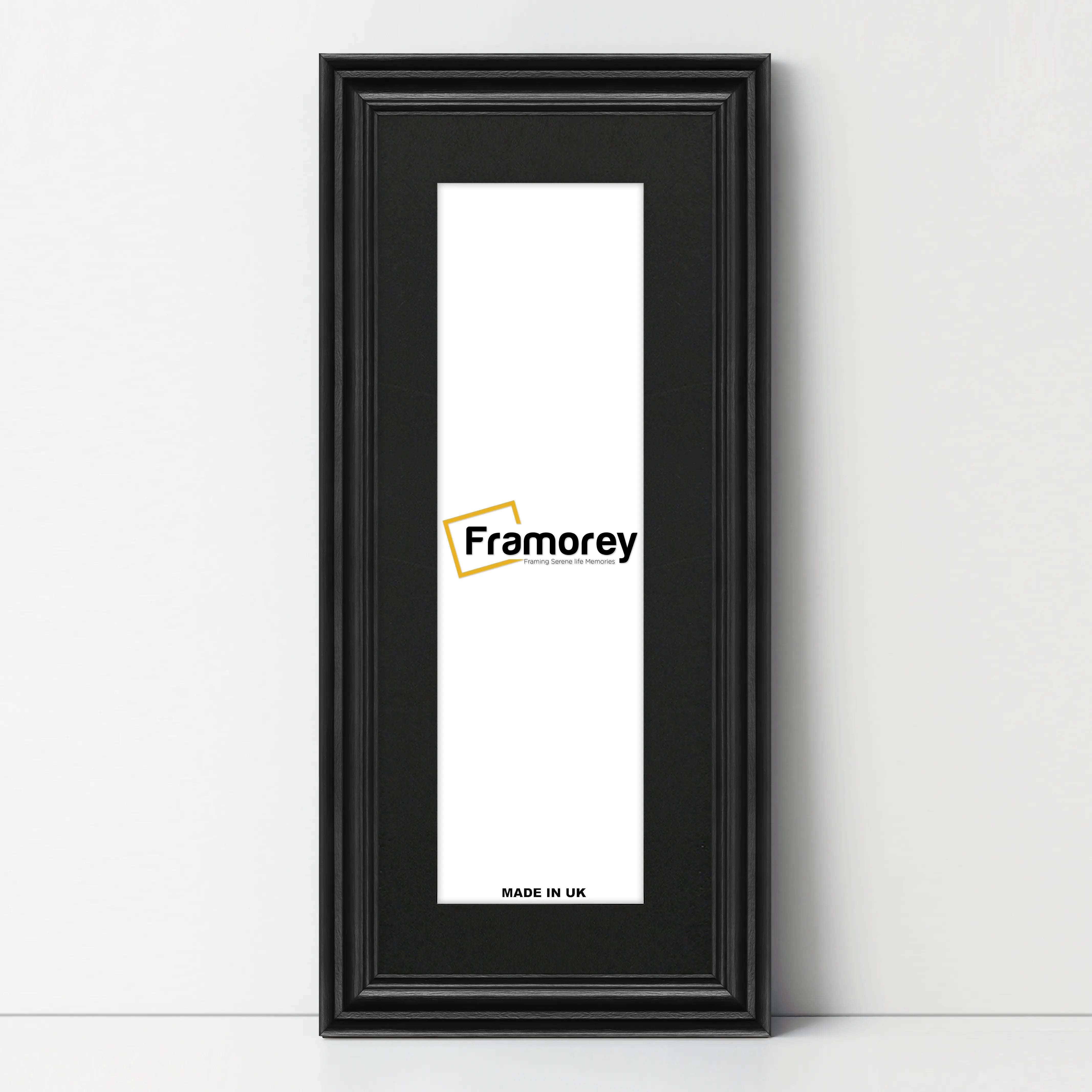 Swept Style Panoramic Black Picture Frame With Black Mount Photo Frame