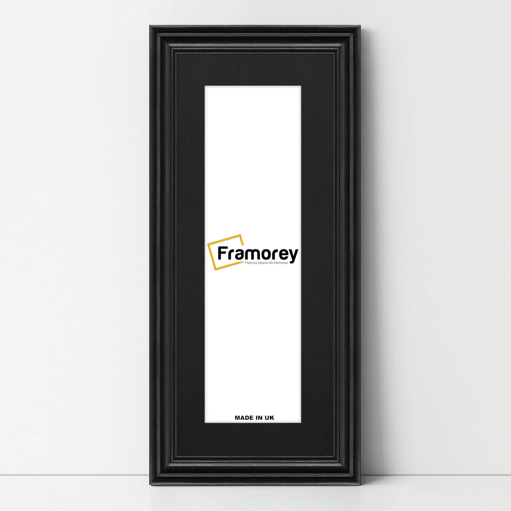 Swept Style Panoramic Black Picture Frame With Black Mount Photo Frame