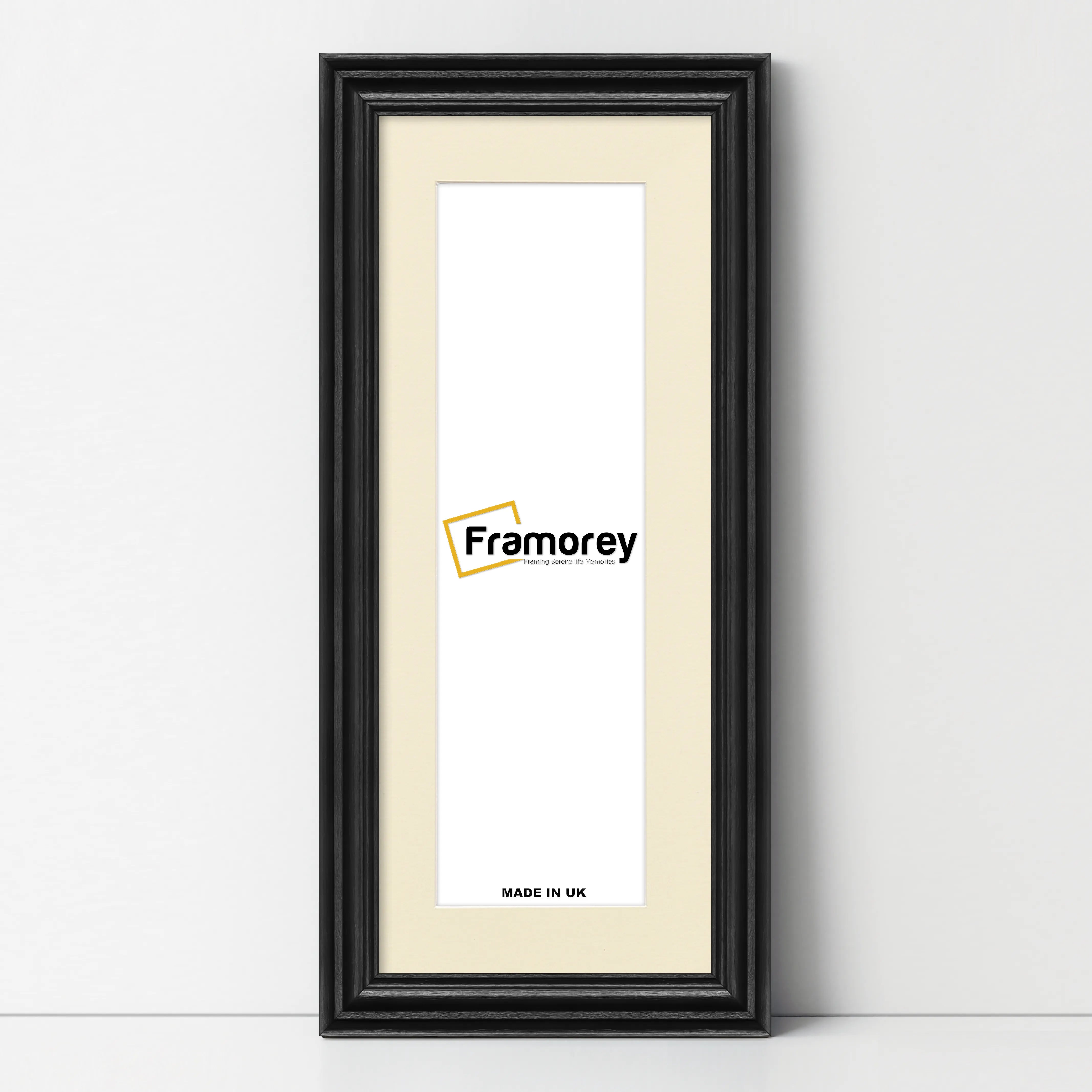 Swept Style Panoramic Black Picture Frame Photo Frame With Ivory Mount