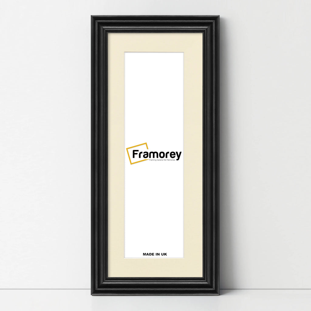 Swept Style Panoramic Black Picture Frame Photo Frame With Ivory Mount