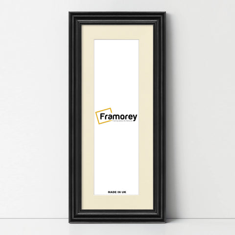 Swept Style Panoramic Black Picture Frame Photo Frame With Ivory Mount