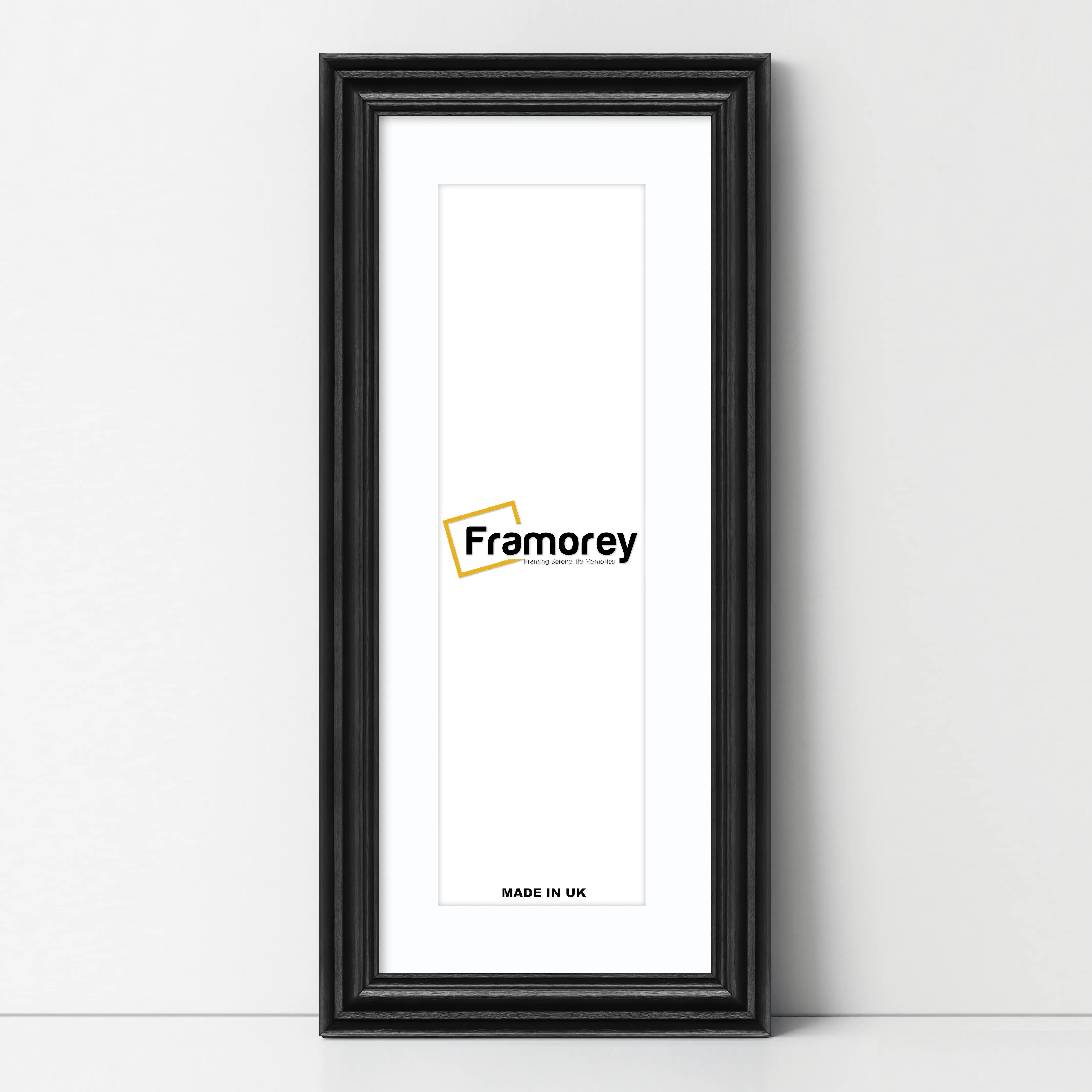 Swept Style Panoramic Black Picture Frame Wall Frame With White Mount
