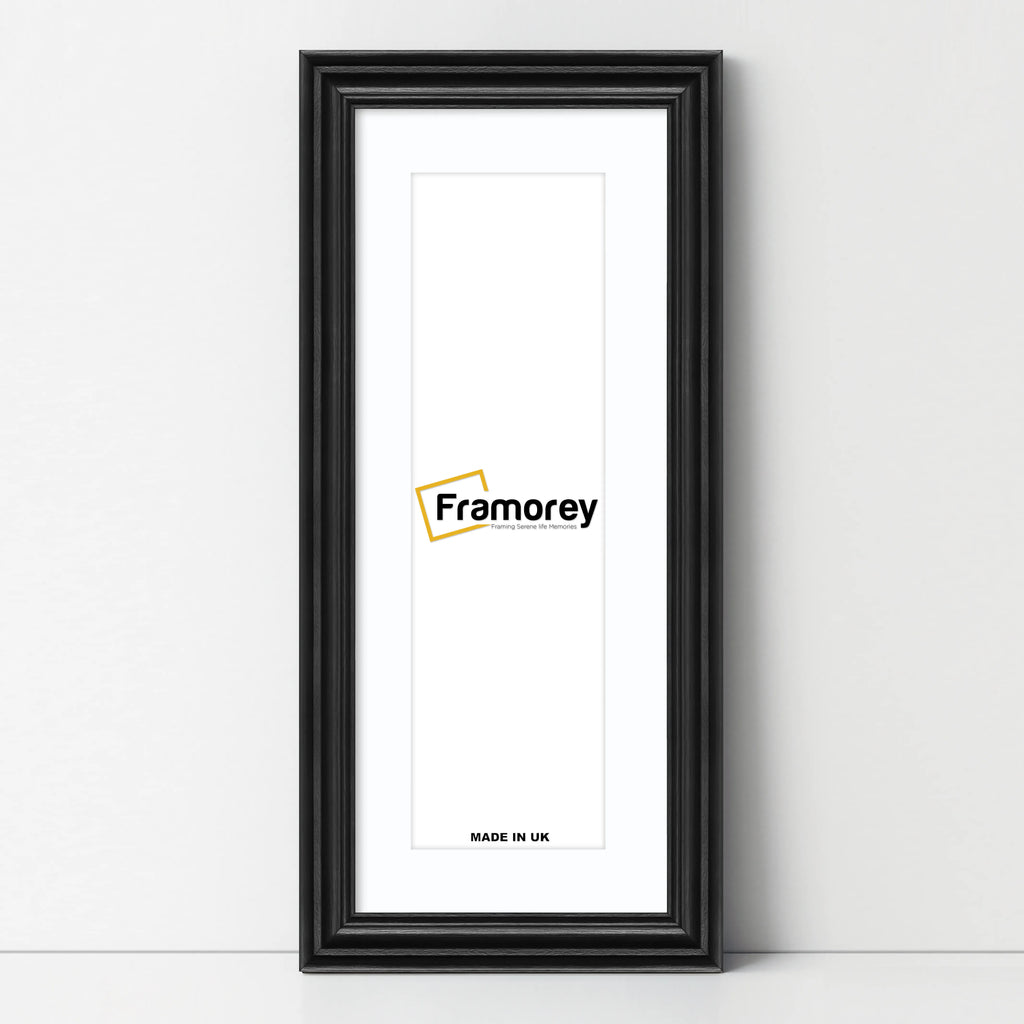 Swept Style Panoramic Black Picture Frame Wall Frame With White Mount