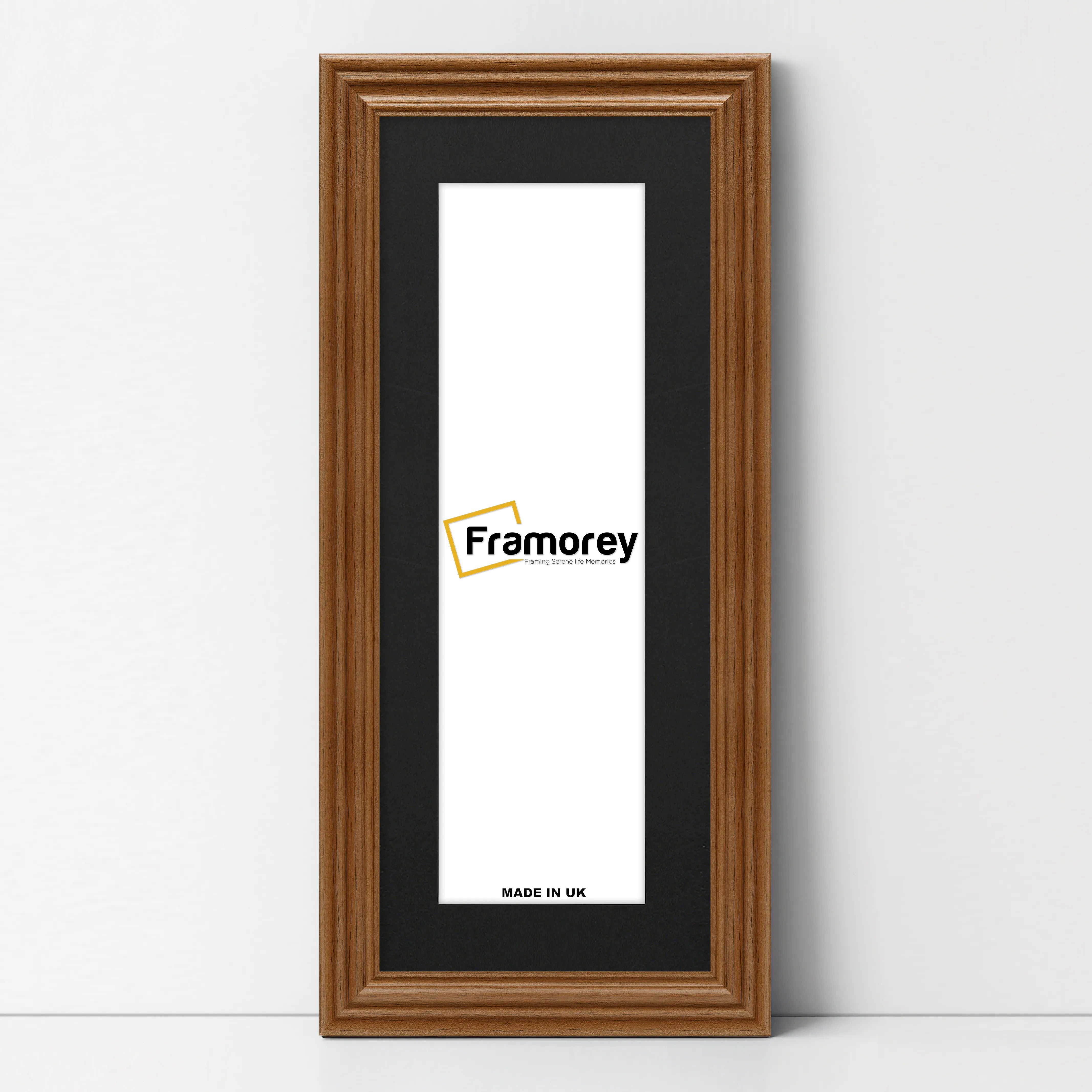 Swept Style Panoramic Walnut Picture Frame Wall Décor Photo Frame With Black Mount