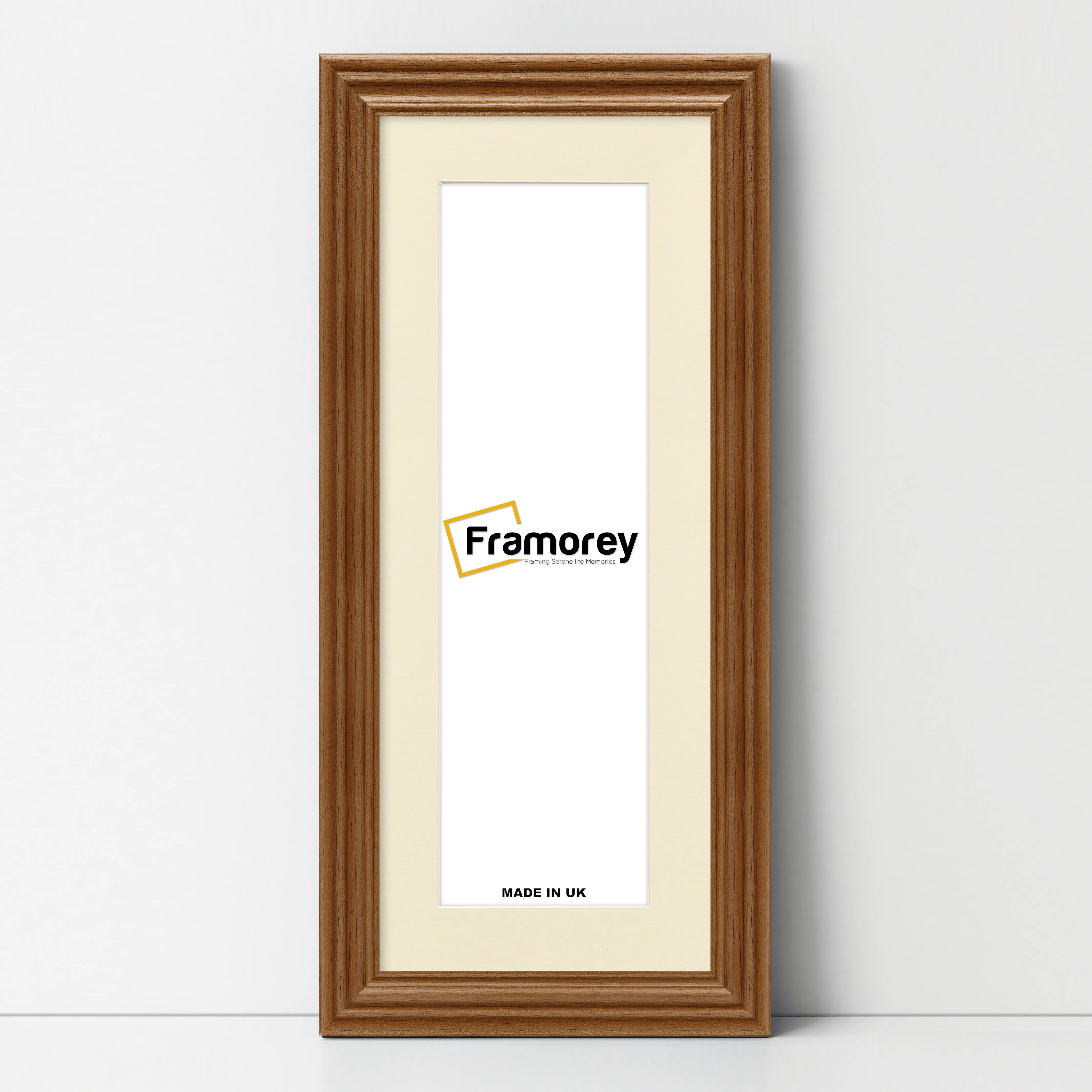 Swept Style Panoramic Walnut Picture Frame With Ivory Mount