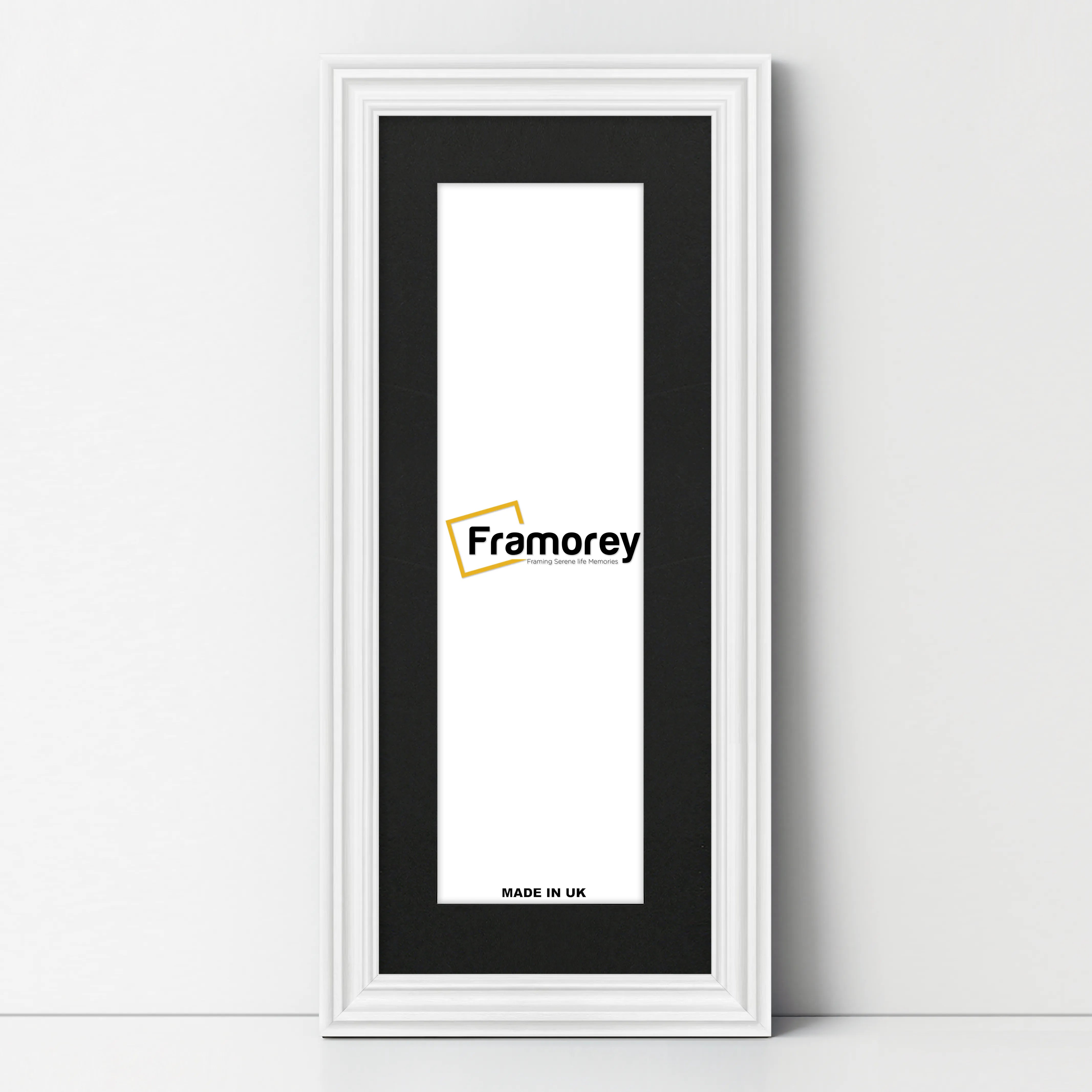 Swept Style Panoramic White Picture Frame Wall Décor Photo Frame With Black Mount