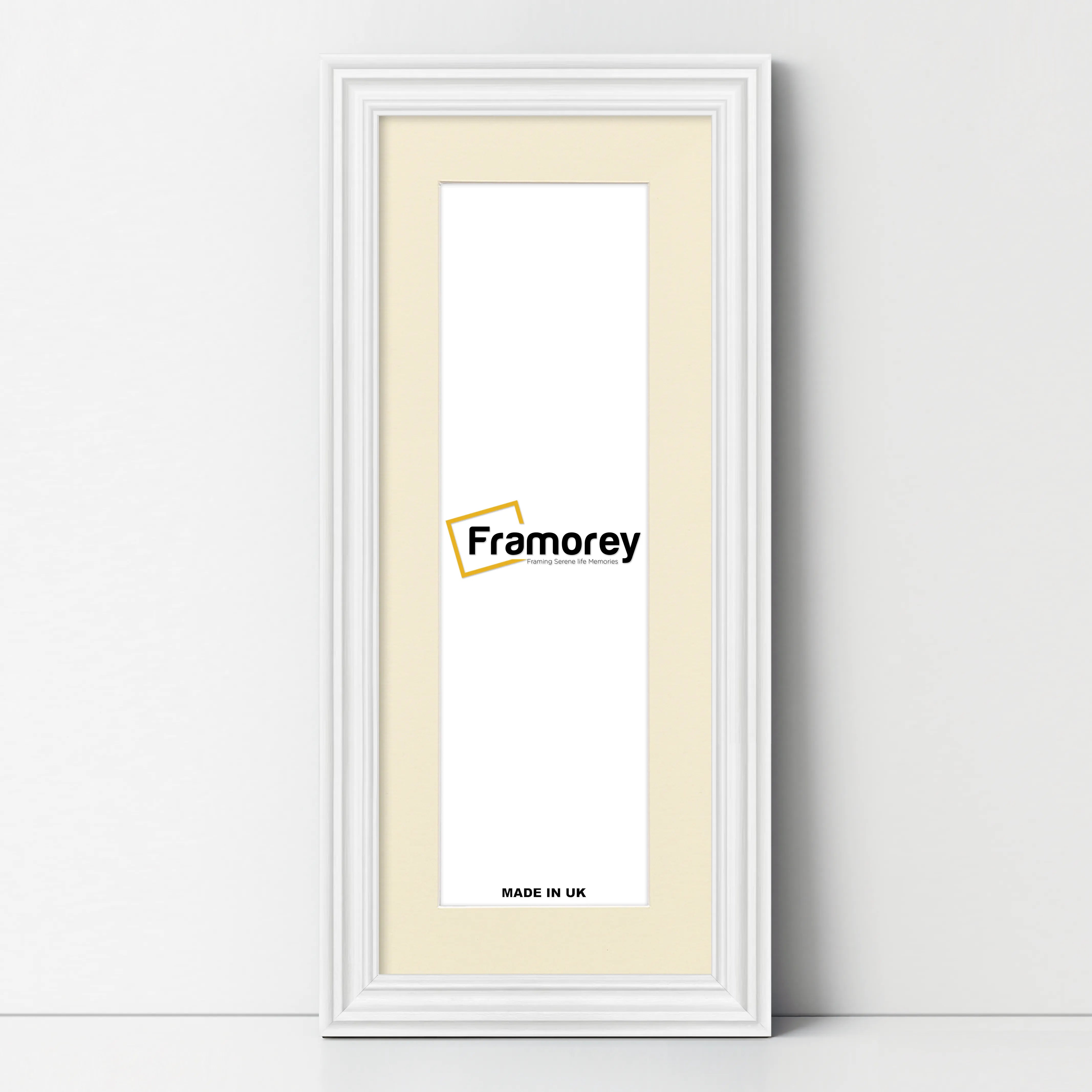 Swept Style Panoramic White Picture Frame Photo Frame With Ivory Mount