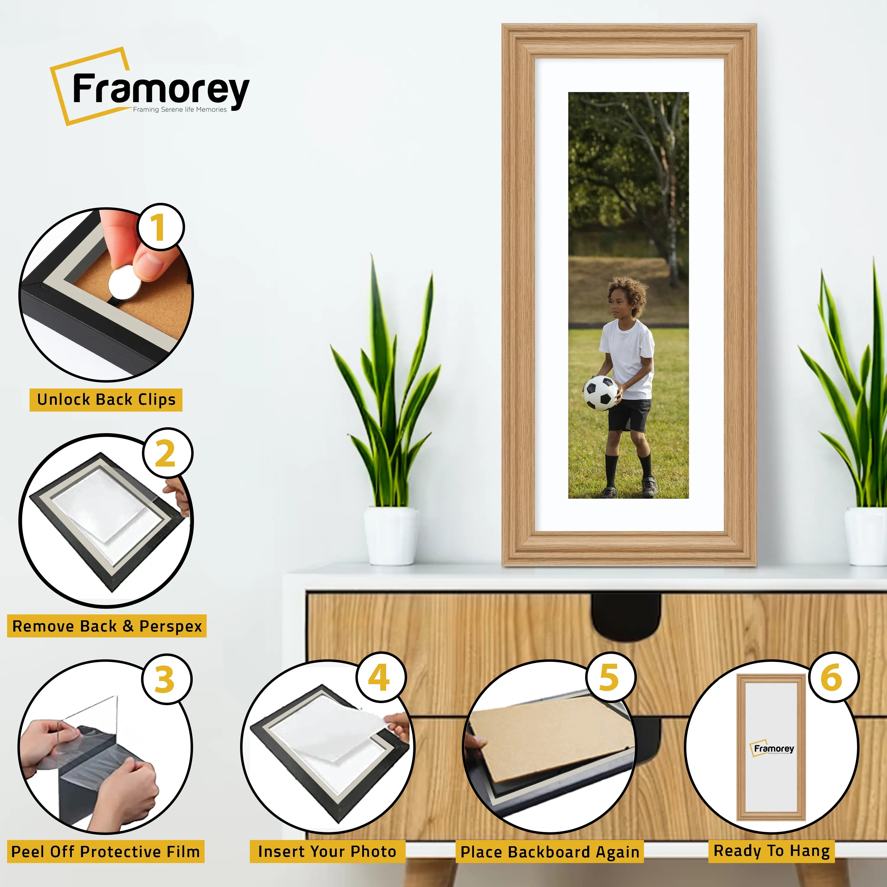 Swept Style Panoramic Oak Picture Frame Wall Décor Photo Frame With White Mount
