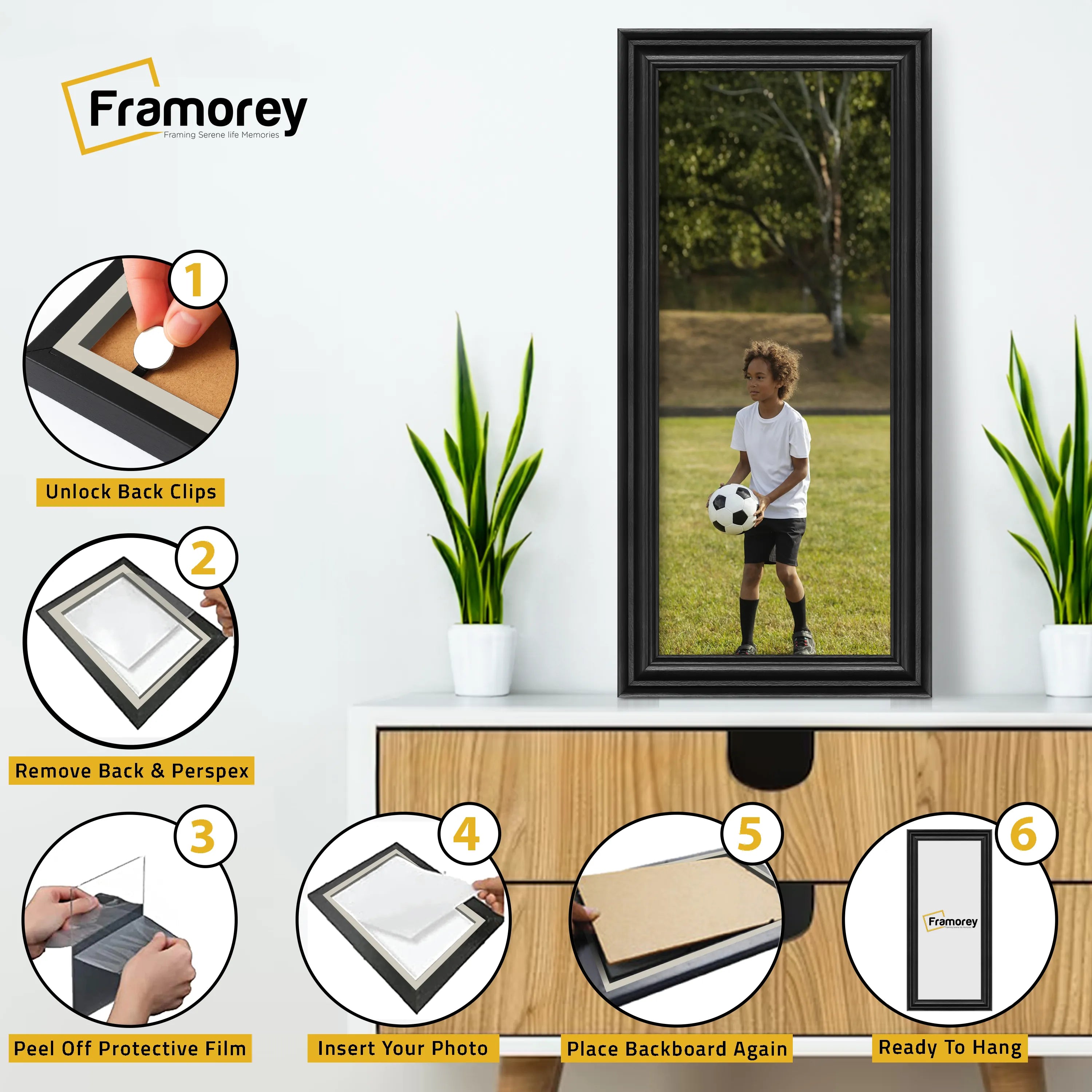 Swept Style Panoramic Black Picture Frame Wall Décor Photo Frame