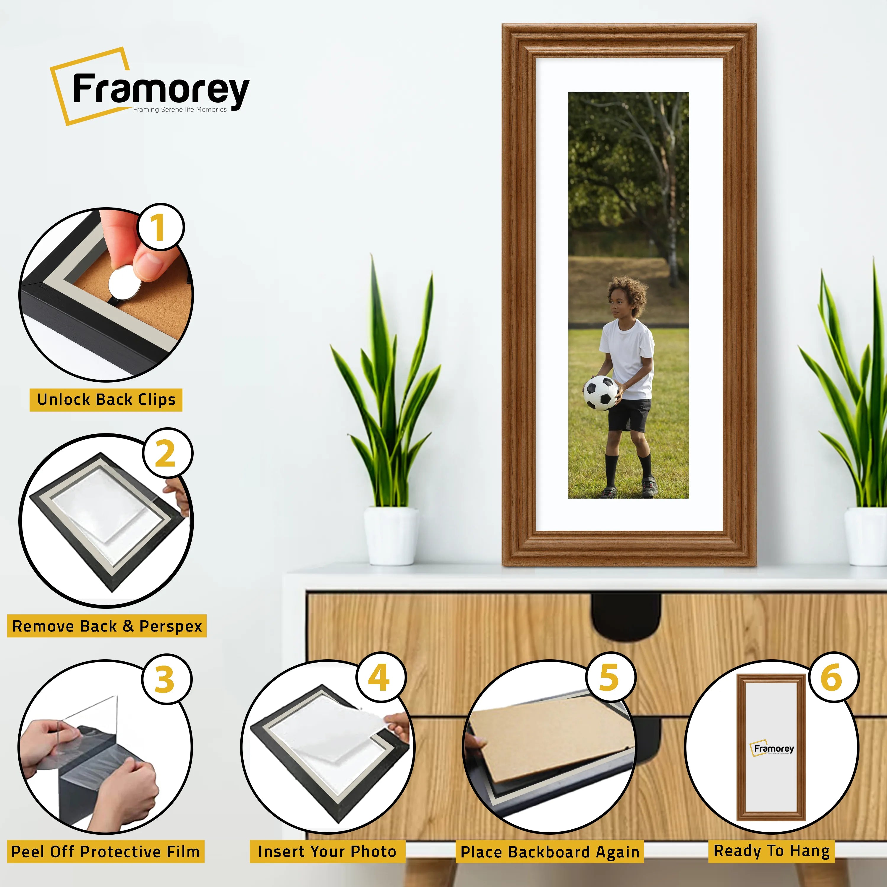 Swept Style Panoramic Walnut Picture Frame Photo Frame With White Mount