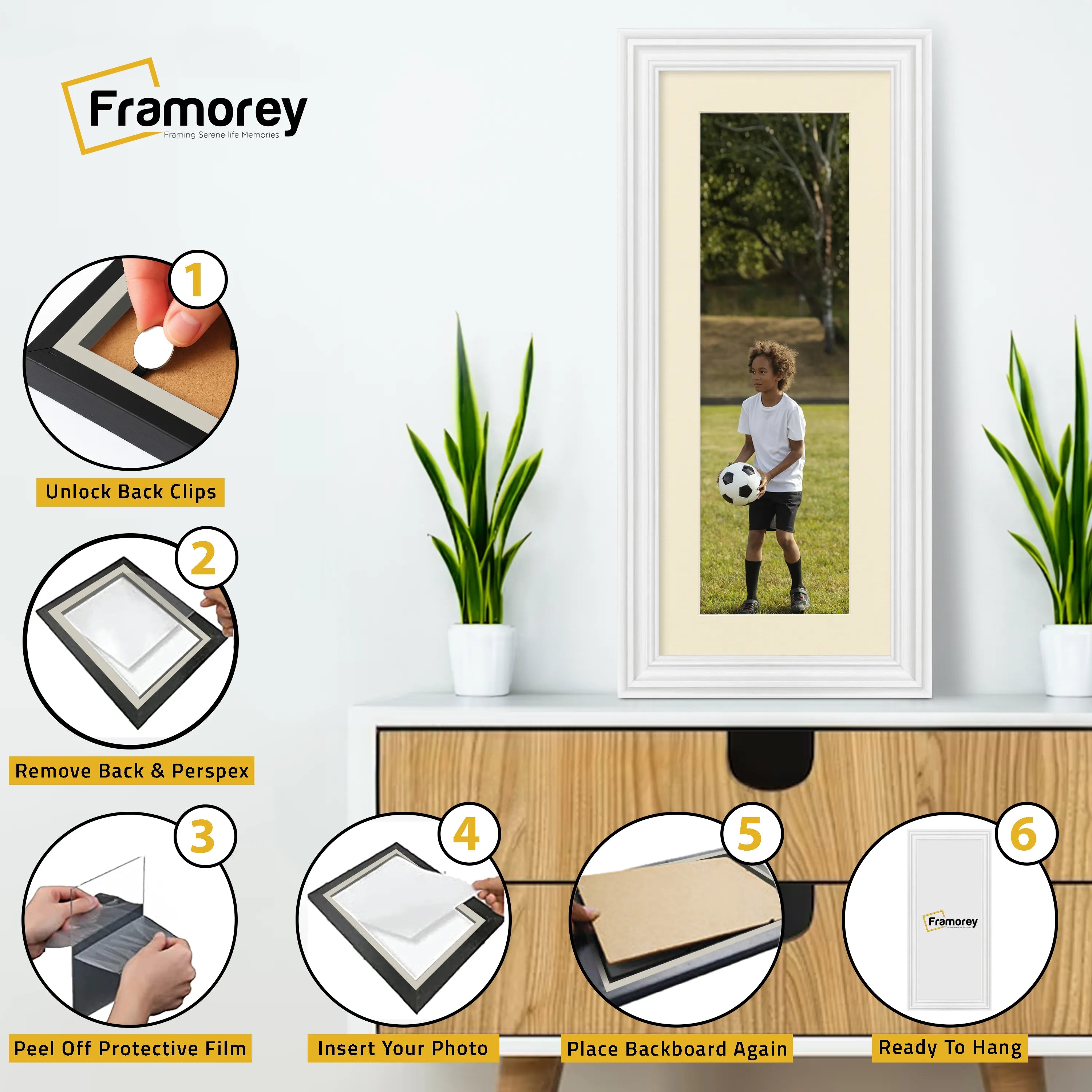 Swept Style Panoramic White Picture Frame Photo Frame With Ivory Mount