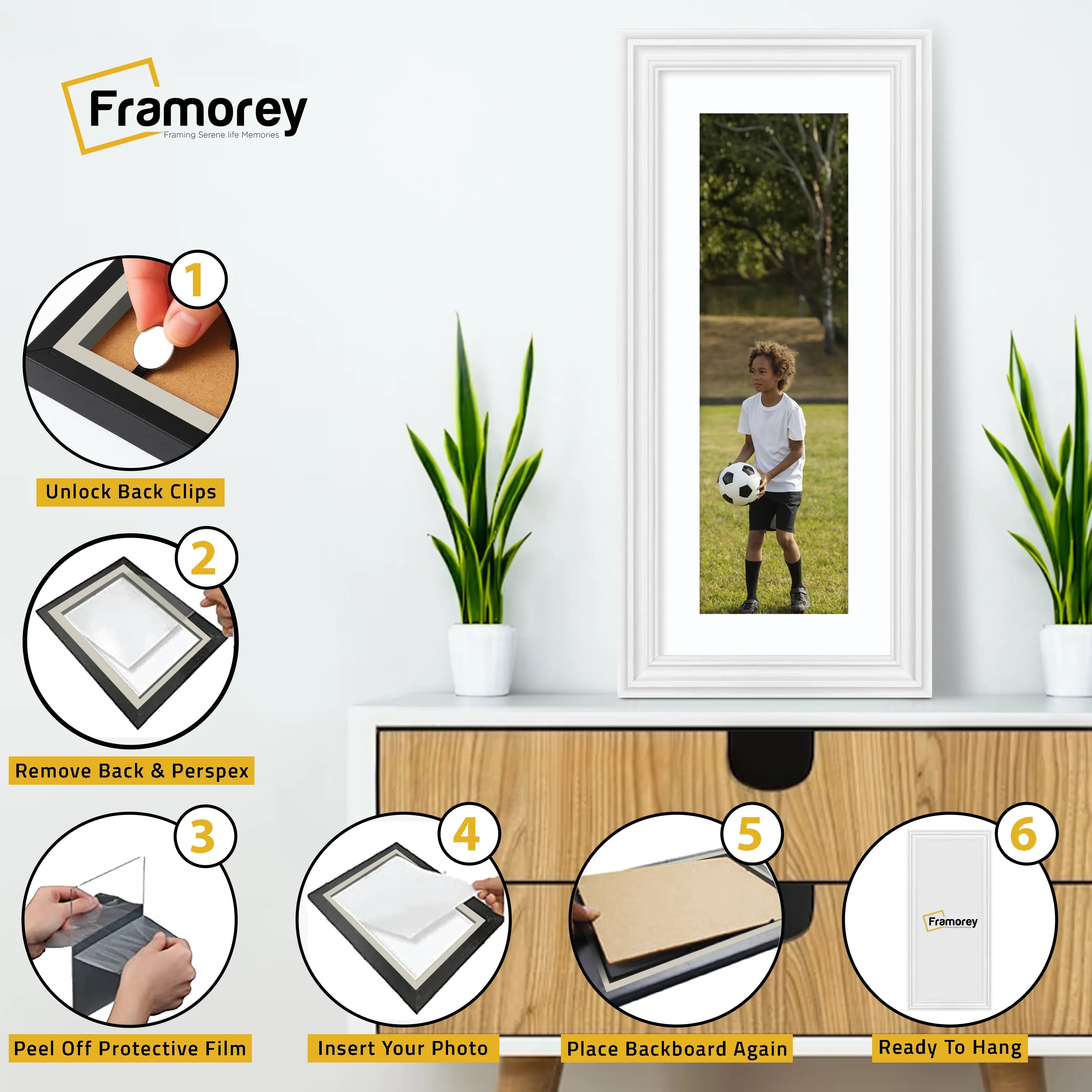 Swept Style Panoramic White Picture Frame Wall Frame With White Mount