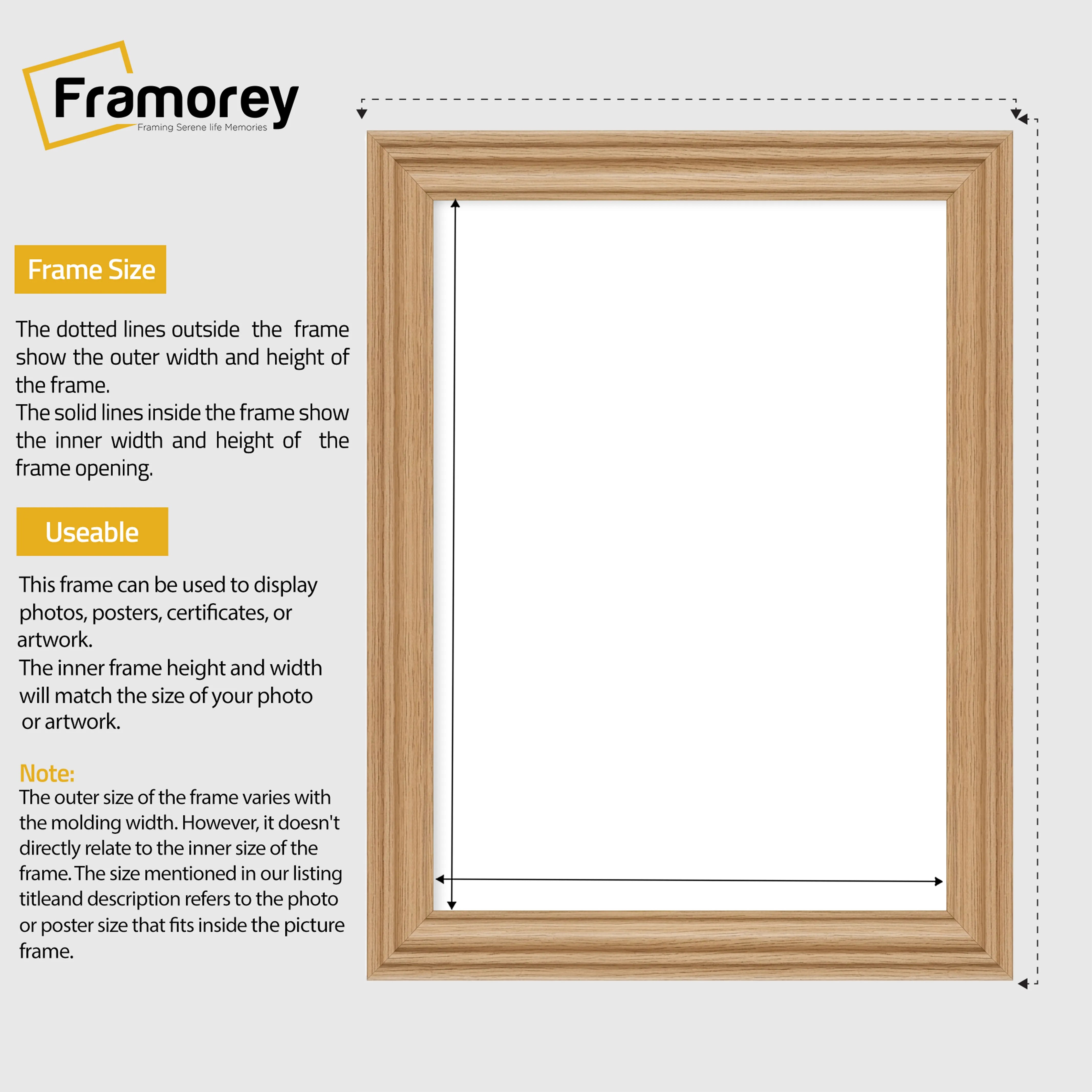 Swept Style Oak Picture Frame Wall Décor Photo Frame
