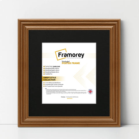 Swept Style Square Walnut Picture Frame Wall Frame With Black  Mount