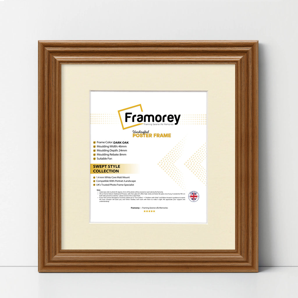 Swept Style Square Walnut Picture Frame Wall D?cor Photo Frame With Ivory Mount