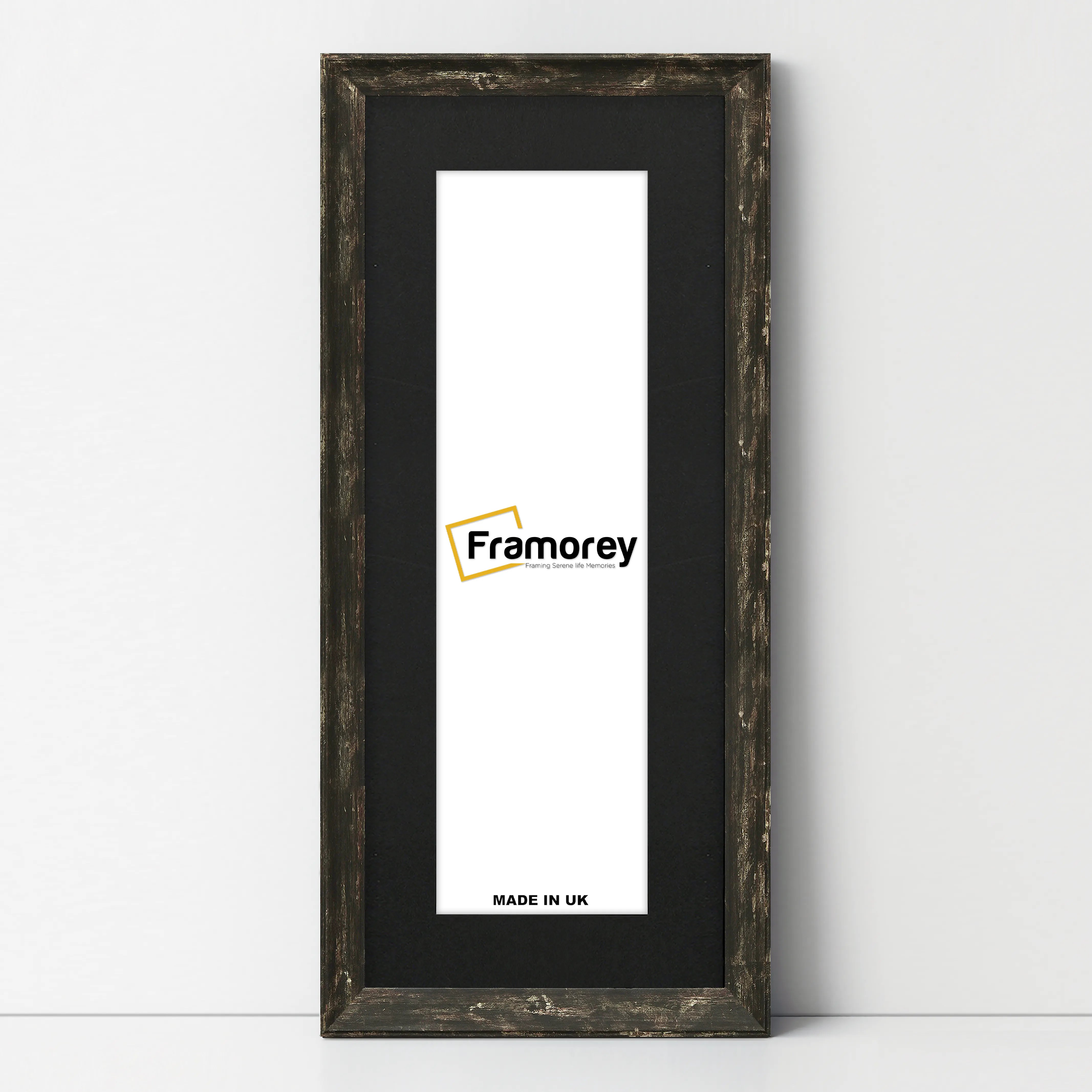 Panoramic Size Vintage Distressed Black Photo Frames With Black Mount