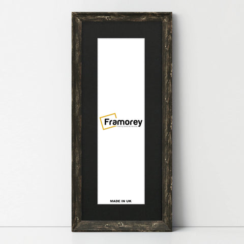 Panoramic Size Vintage Distressed Black Photo Frames With Black Mount