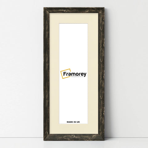 Panoramic Size Vintage Distressed Black Photo Frames With Ivory Mount