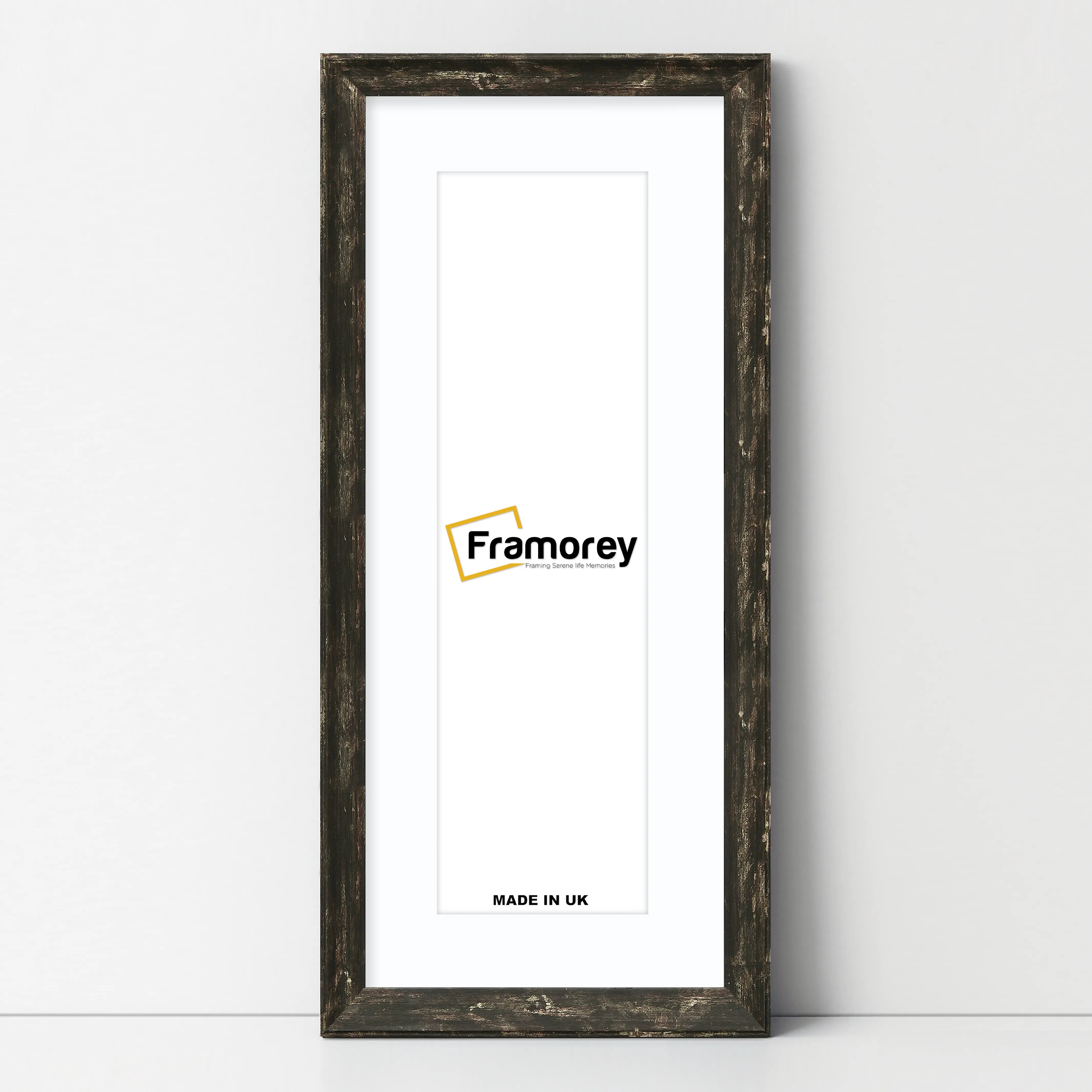 Panoramic Size Vintage Distressed Black Photo Frames With White Mount