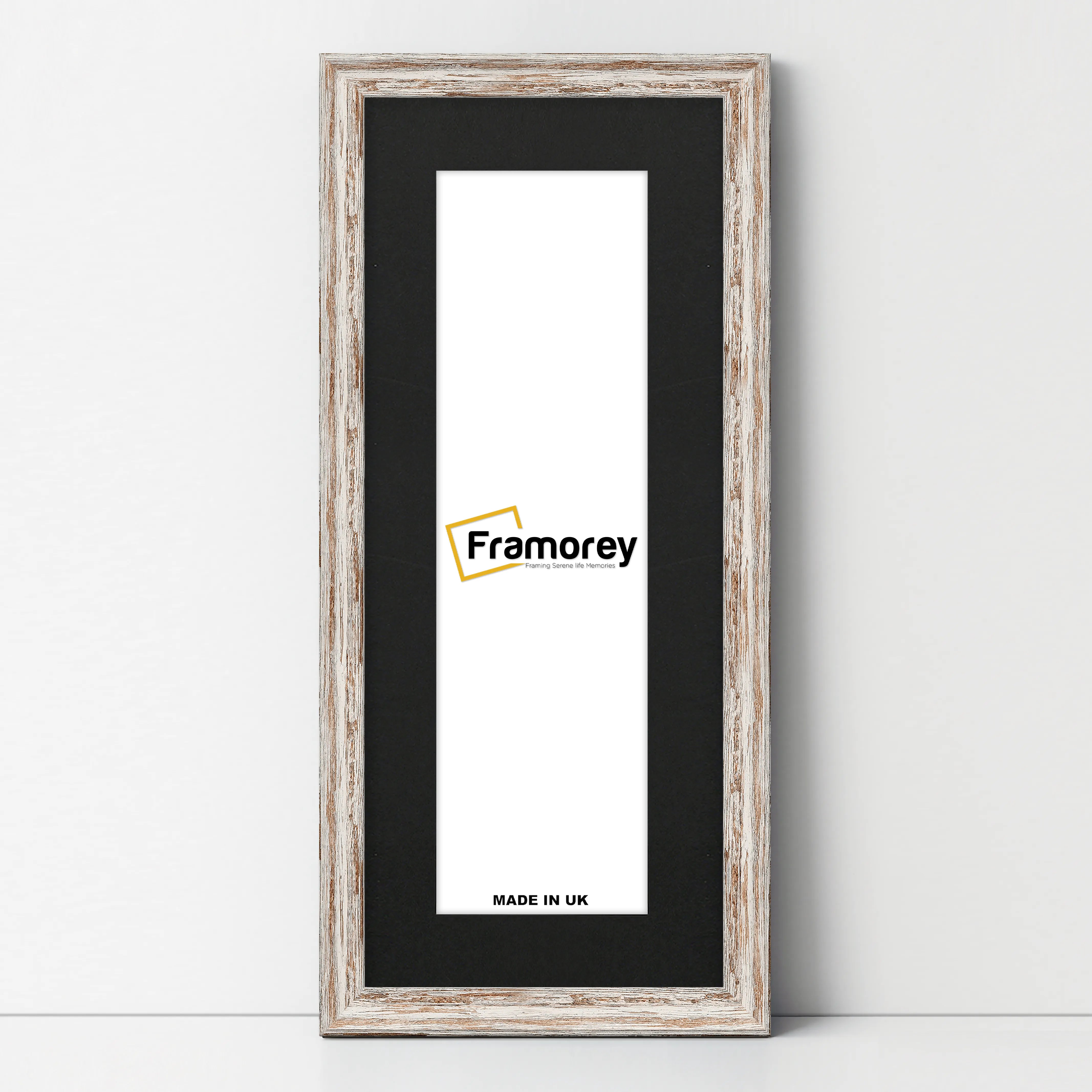 Panoramic Size Vintage Distressed Walnut Photo Frames With Black Mount