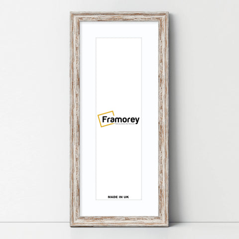 Panoramic Size Vintage Distressed Walnut Photo Frames With White Mount