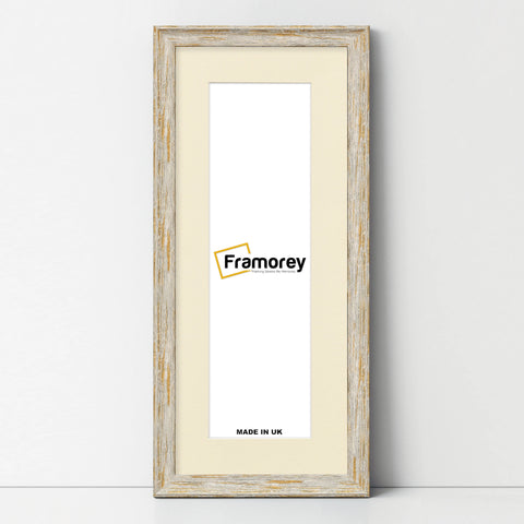 Panoramic Size Vintage Distressed White Photo Frames With Ivory Mount