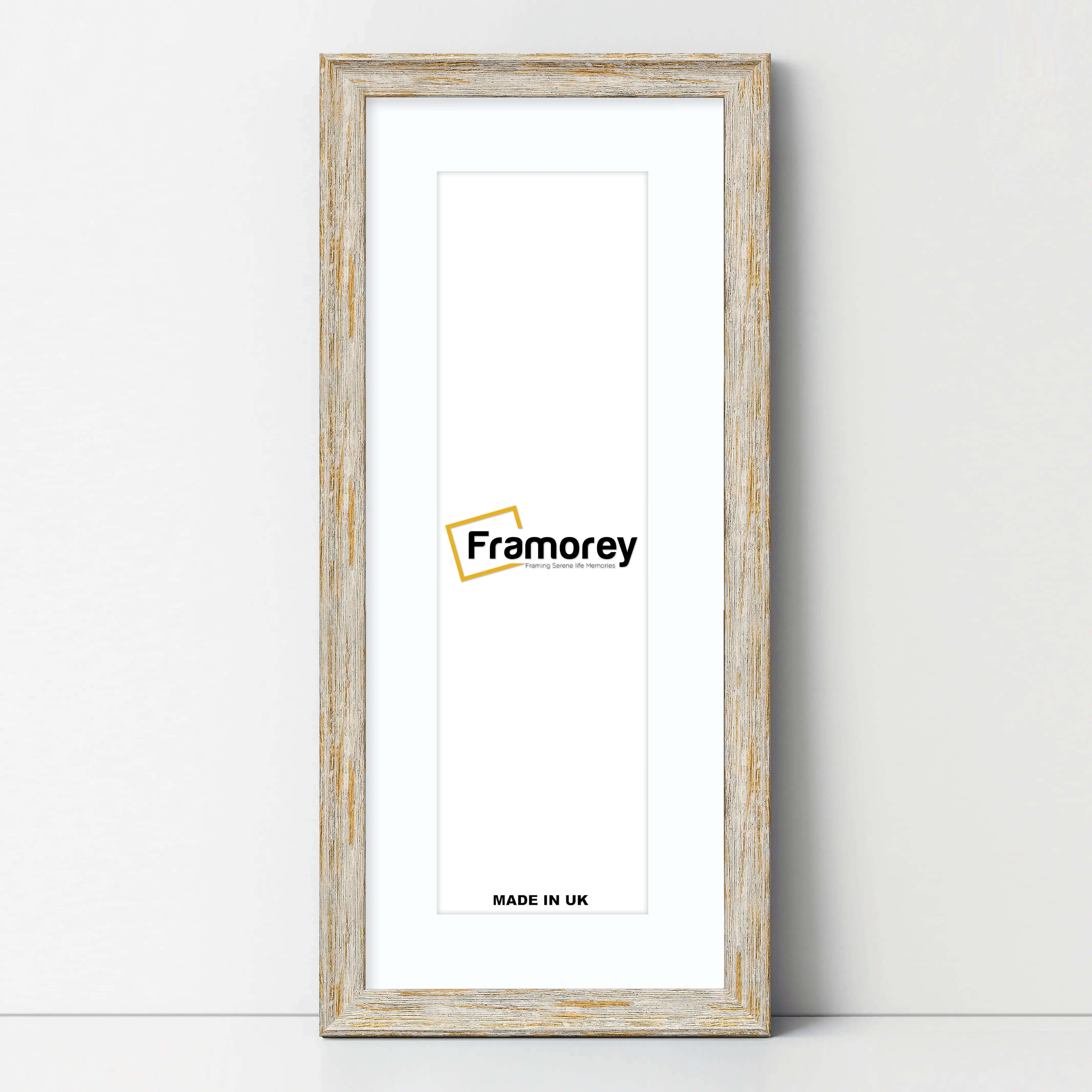 Panoramic Size Vintage Distressed White Photo Frames With White Mount