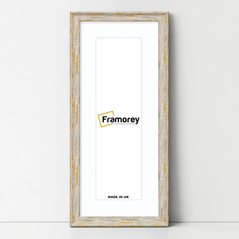 Panoramic Size Vintage Distressed White Photo Frames With White Mount
